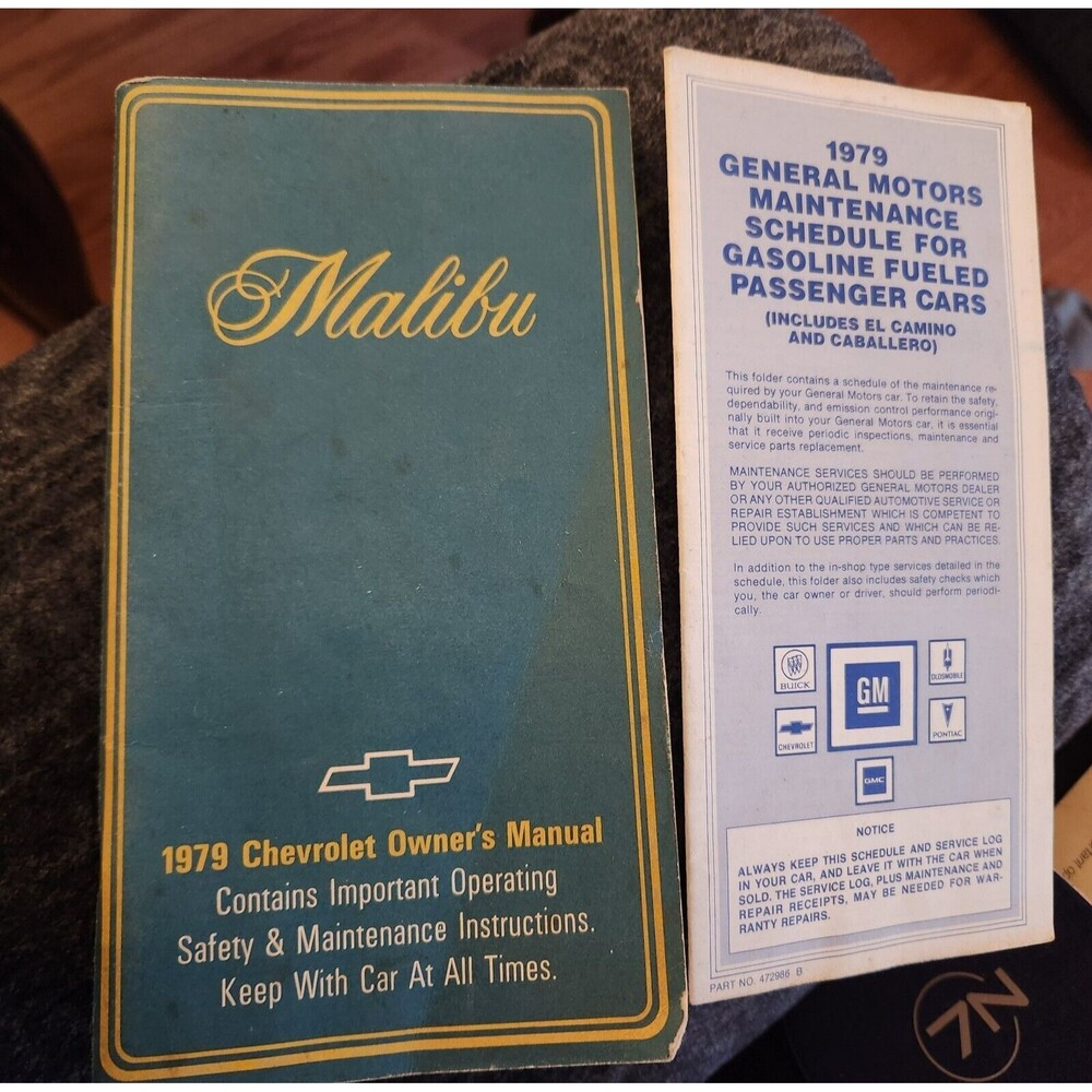 1979 Chevrolet Malibu Owner's Manual With Maintenence Schedule Name Inside